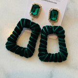 Taylor Velvet Rhinestone Earrings, Emerald-Jewelry - Earrings-Qingdao Dadongsheng Jewelry Co.-Peachy Keen Boutique, Women's Fashion Boutique, Located in Cape Girardeau and Dexter, MO