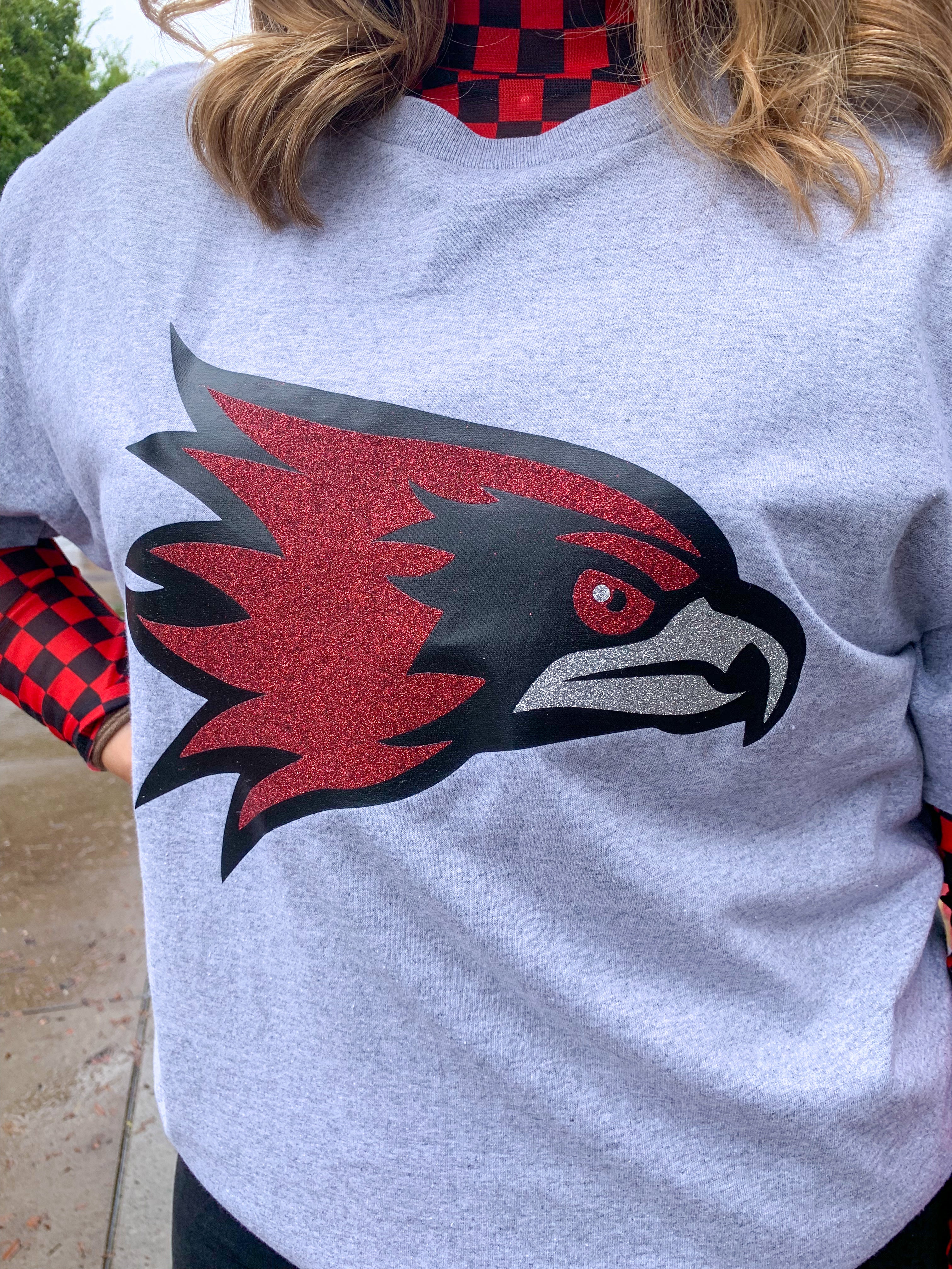 Glitter Redhawk Graphic Tee-Tops - Tees-Peachy Keen Boutique-Peachy Keen Boutique, Women's Fashion Boutique, Located in Cape Girardeau and Dexter, MO