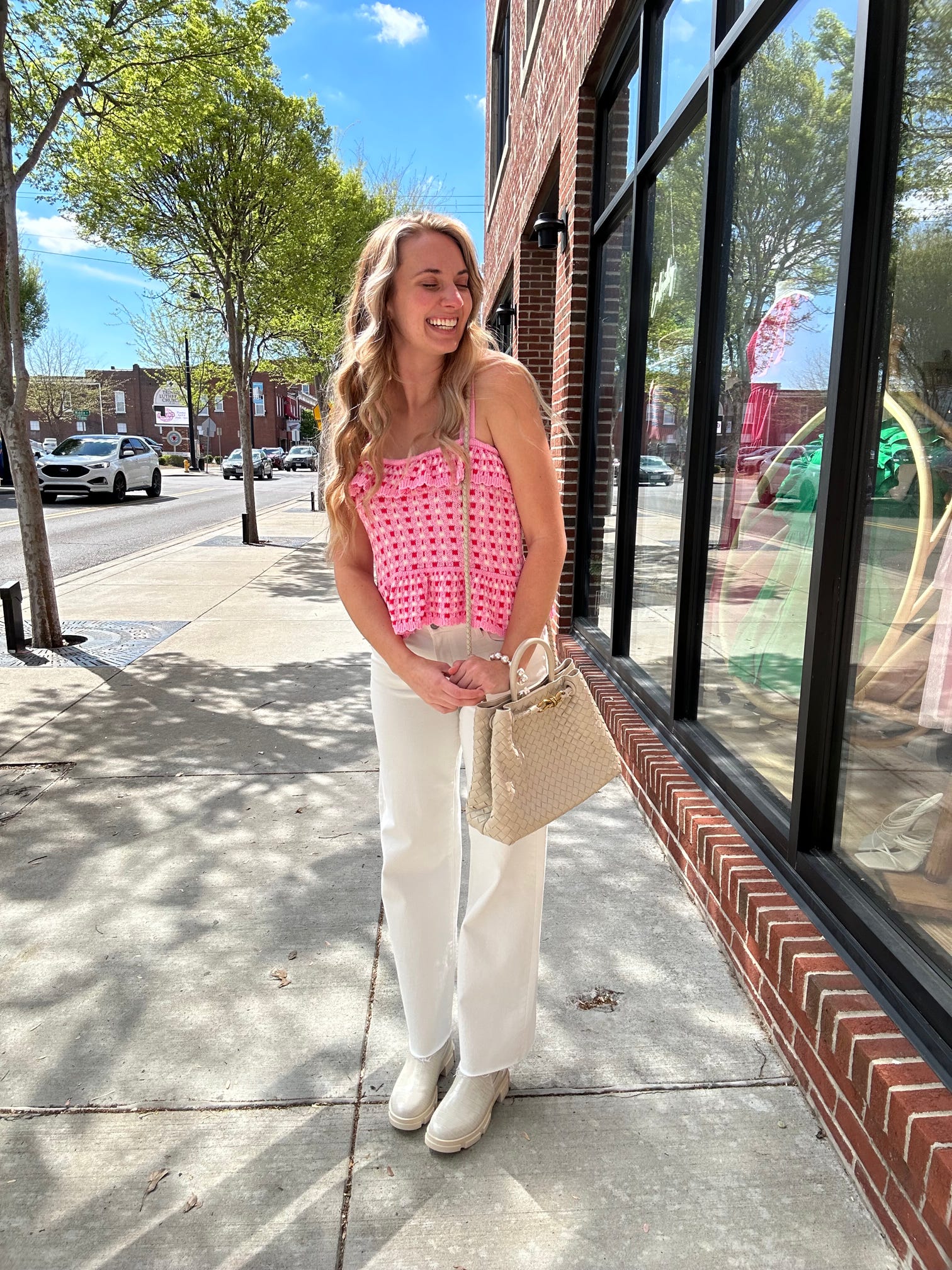 Ivory Quilted Handbag with Gold Detail-Bags - Purses & Handbags-BC-Peachy Keen Boutique, Women's Fashion Boutique, Located in Cape Girardeau and Dexter, MO