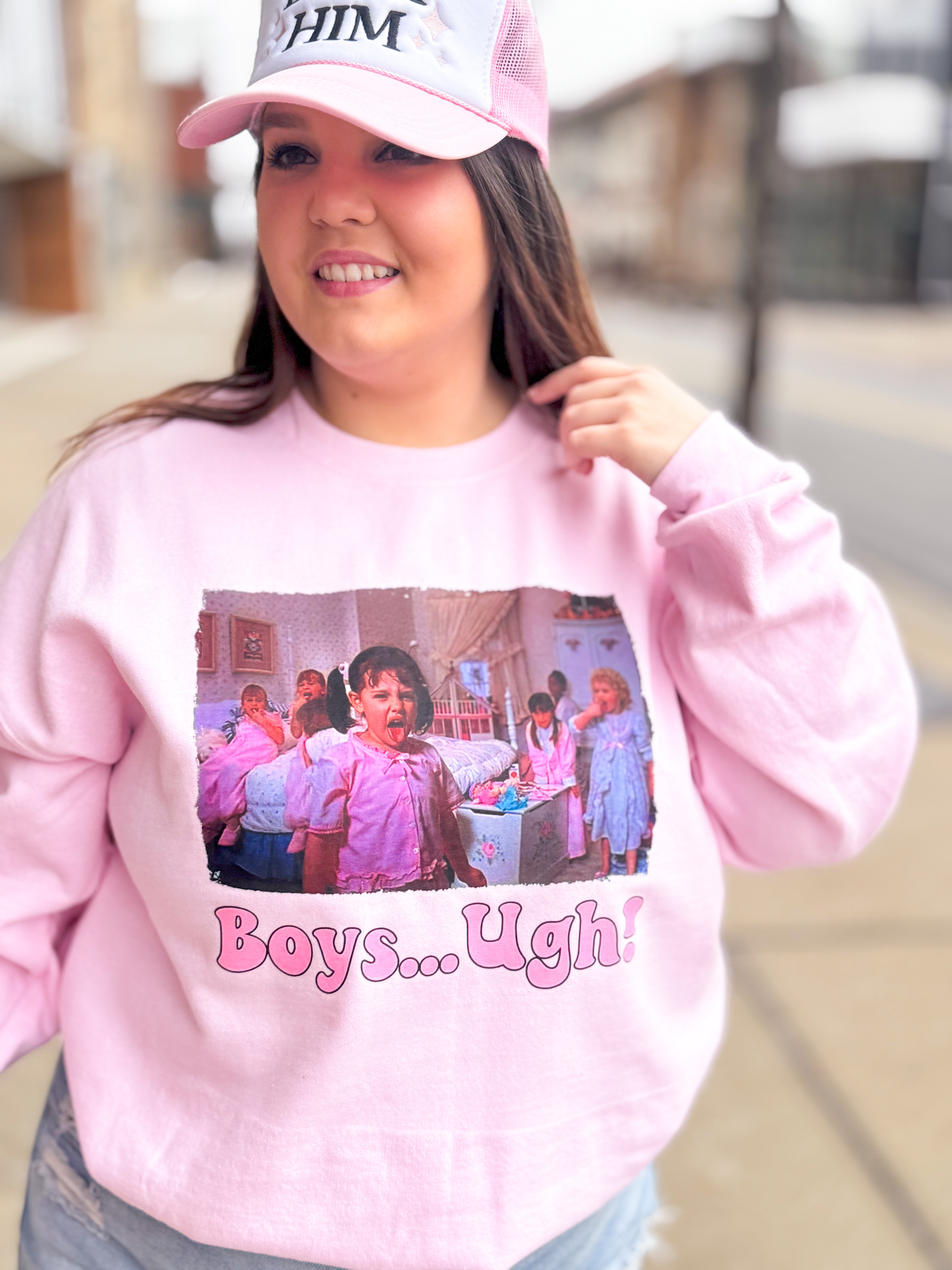 Boys...UGH! Sweatshirt-Tops - Sweatshirts-Peachy Keen Boutique-Peachy Keen Boutique, Women's Fashion Boutique, Located in Cape Girardeau and Dexter, MO