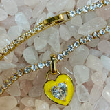 Stone Cold Heart Rhinestone Necklace, Yellow-Necklaces-Qingdao Dadongsheng Jewelry Co.-Peachy Keen Boutique, Women's Fashion Boutique, Located in Cape Girardeau and Dexter, MO