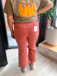 Rust Distressed Hem Jeans-Bottoms - Denim-Zenana-Peachy Keen Boutique, Women's Fashion Boutique, Located in Cape Girardeau and Dexter, MO