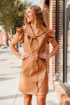 Scallop Collared Faux Leather Dress-182 Dressy Dress-VOY-Peachy Keen Boutique, Women's Fashion Boutique, Located in Cape Girardeau and Dexter, MO