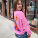 Pink Happy Face Crewneck Sweatshirt-Tops - Sweatshirts-Easel-Peachy Keen Boutique, Women's Fashion Boutique, Located in Cape Girardeau and Dexter, MO