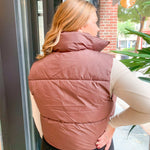 Bella Coffee Puffer Vest-Outerwear - Vests-Zenana-Peachy Keen Boutique, Women's Fashion Boutique, Located in Cape Girardeau and Dexter, MO