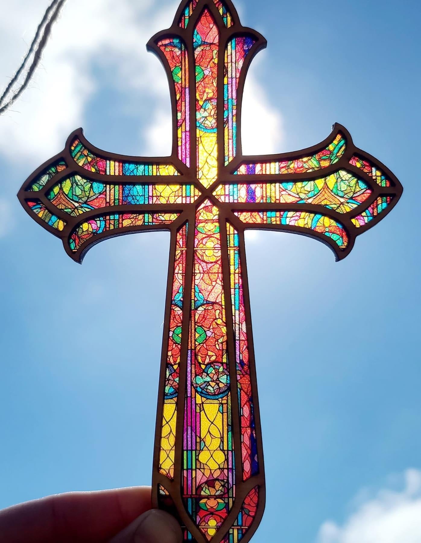 Stained Glass Acrylic Cross Rearview Mirror Charm-Home - Faith Based-Ashley Lariscy-Peachy Keen Boutique, Women's Fashion Boutique, Located in Cape Girardeau and Dexter, MO