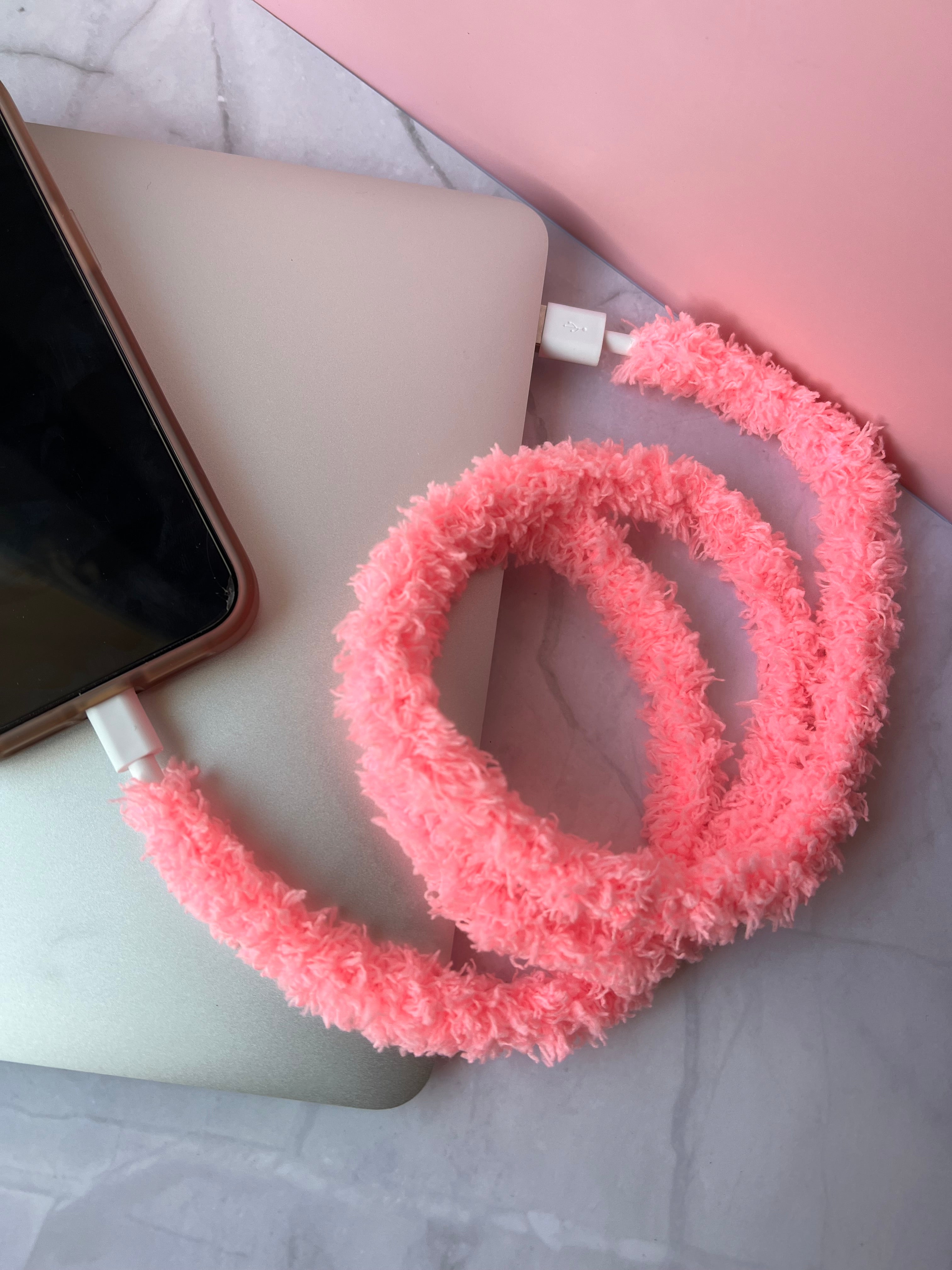 Pink Fuzzy Charging Cable-Home - Tech-Peachy Keen Boutique-Peachy Keen Boutique, Women's Fashion Boutique, Located in Cape Girardeau and Dexter, MO