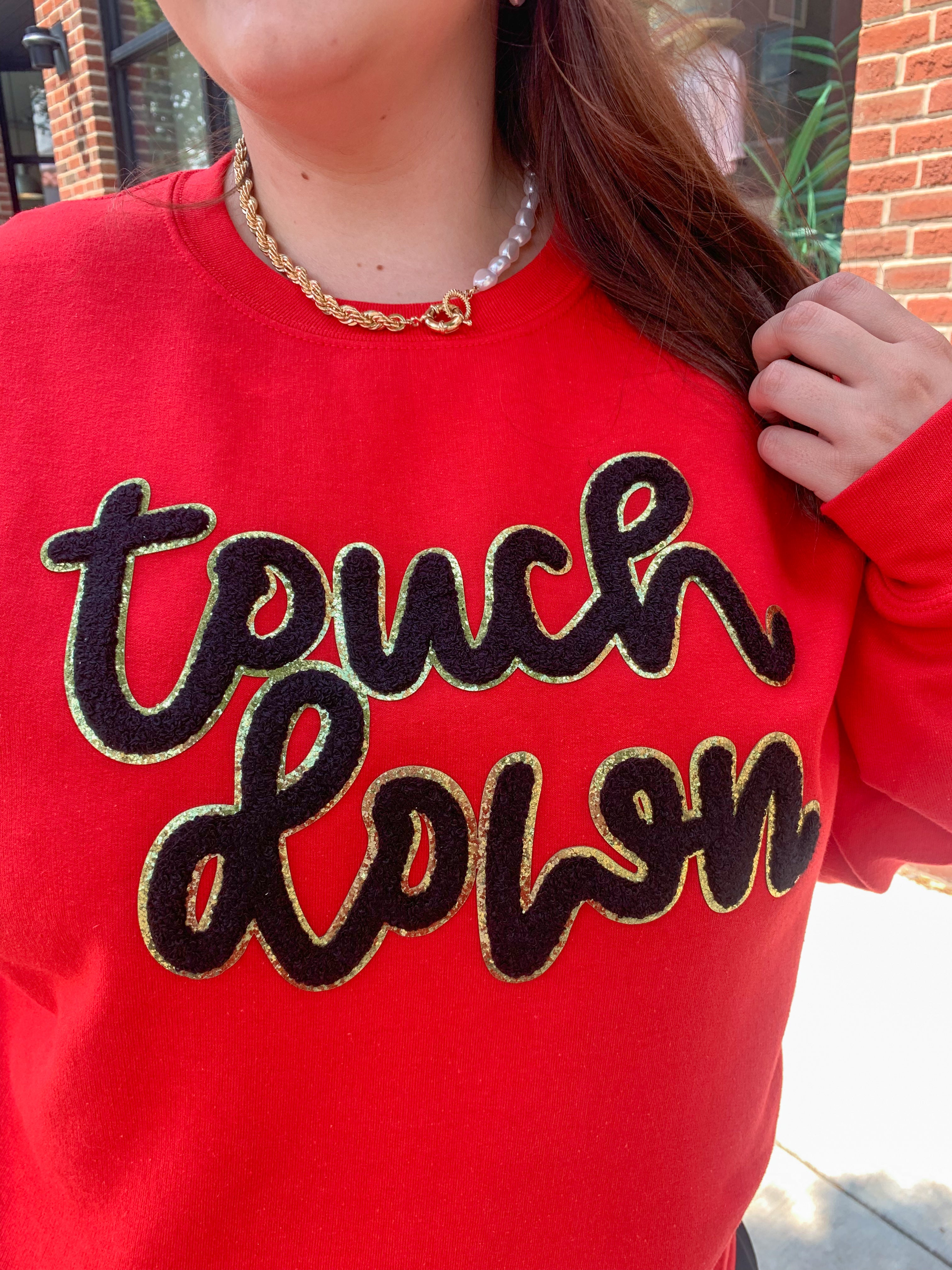 Touchdown Girl Crewneck-Tops - Sweatshirts-Peachy Keen Boutique-Peachy Keen Boutique, Women's Fashion Boutique, Located in Cape Girardeau and Dexter, MO