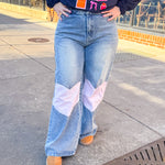 Heart Wide Leg Denim-Bottoms - Denim-Bibi-Peachy Keen Boutique, Women's Fashion Boutique, Located in Cape Girardeau and Dexter, MO