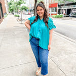 Tupelo Woven Jade Top-Tops - Blouses-Bibi-Peachy Keen Boutique, Women's Fashion Boutique, Located in Cape Girardeau and Dexter, MO