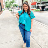 Tupelo Woven Jade Top-Tops - Blouses-Bibi-Peachy Keen Boutique, Women's Fashion Boutique, Located in Cape Girardeau and Dexter, MO