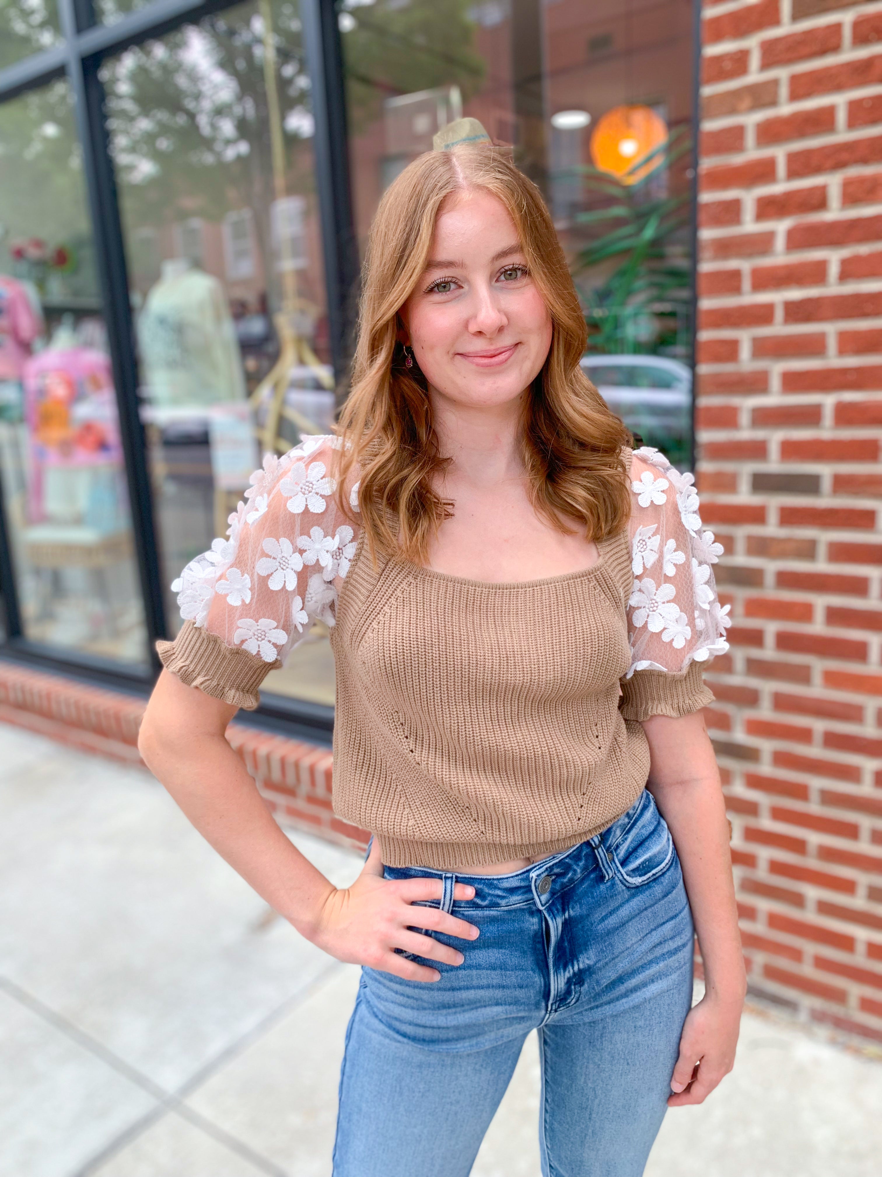 Myra Floral Sleeve Top-Tops-So Me-Peachy Keen Boutique, Women's Fashion Boutique, Located in Cape Girardeau and Dexter, MO