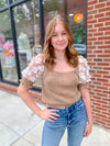 Myra Floral Sleeve Top-Shirts & Tops-So Me-Peachy Keen Boutique, Women's Fashion Boutique, Located in Cape Girardeau and Dexter, MO