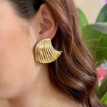 Angel Gold Ribbed Earrings-Jewelry - Earrings-Kenze Panne-Peachy Keen Boutique, Women's Fashion Boutique, Located in Cape Girardeau and Dexter, MO