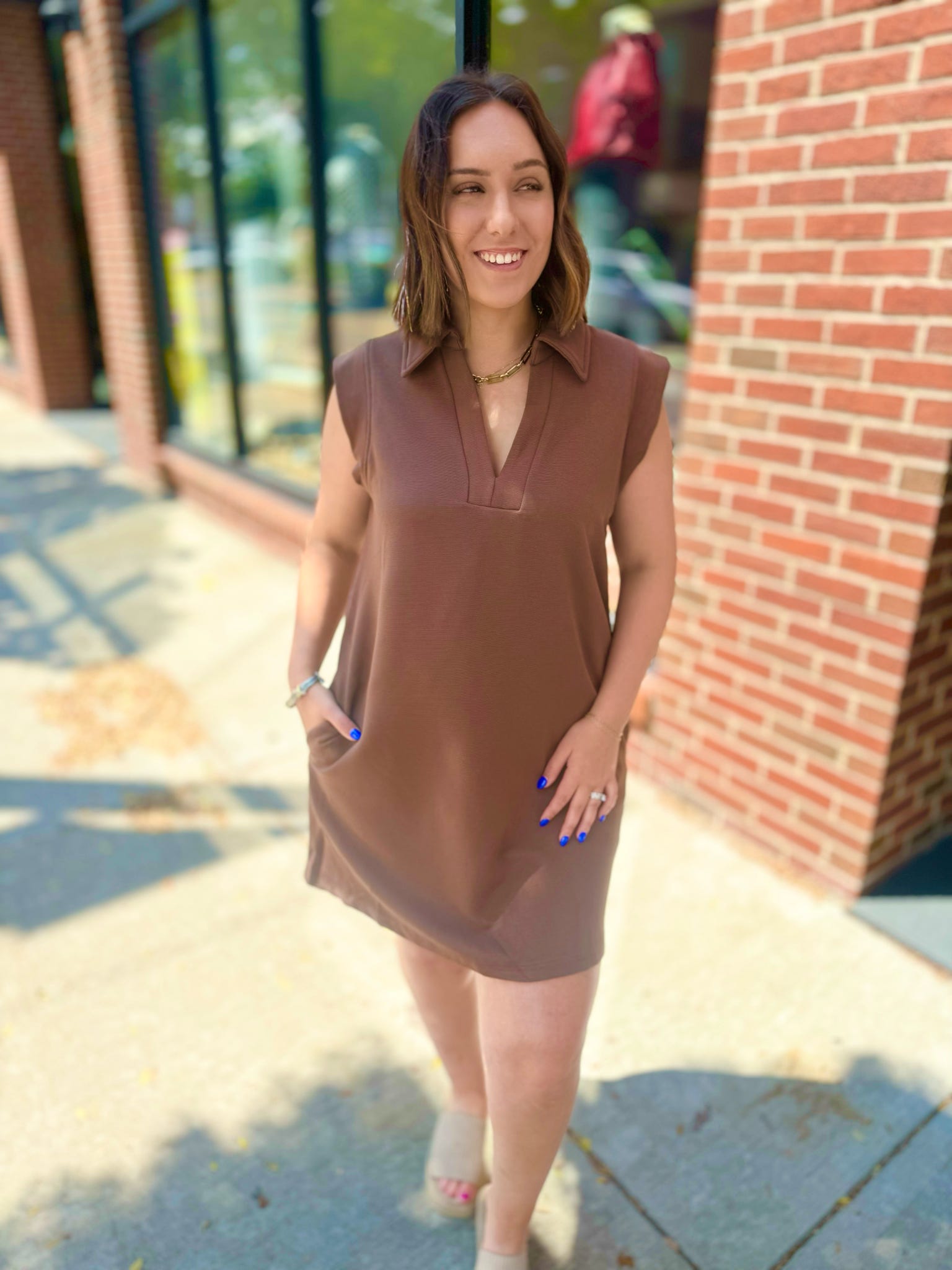 Espresso Textured Tennis Dress-Dresses-Entro-Peachy Keen Boutique, Women's Fashion Boutique, Located in Cape Girardeau and Dexter, MO