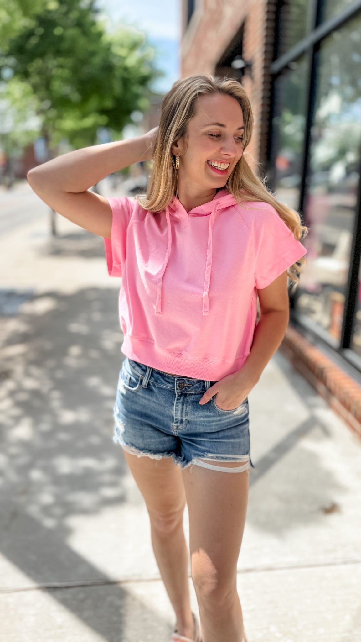 Hidden | Kenzie Dark Blue Distressed Mid Rise Denim Shorts-Bottoms - Shorts-Hidden-Peachy Keen Boutique, Women's Fashion Boutique, Located in Cape Girardeau and Dexter, MO