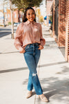 Rose Gold Puff Sleeve Detailed Blouse-120 Blouses-Fate-Peachy Keen Boutique, Women's Fashion Boutique, Located in Cape Girardeau and Dexter, MO