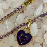 Stone Cold Heart Rhinestone Necklace, Purple-Necklaces-Qingdao Dadongsheng Jewelry Co.-Peachy Keen Boutique, Women's Fashion Boutique, Located in Cape Girardeau and Dexter, MO