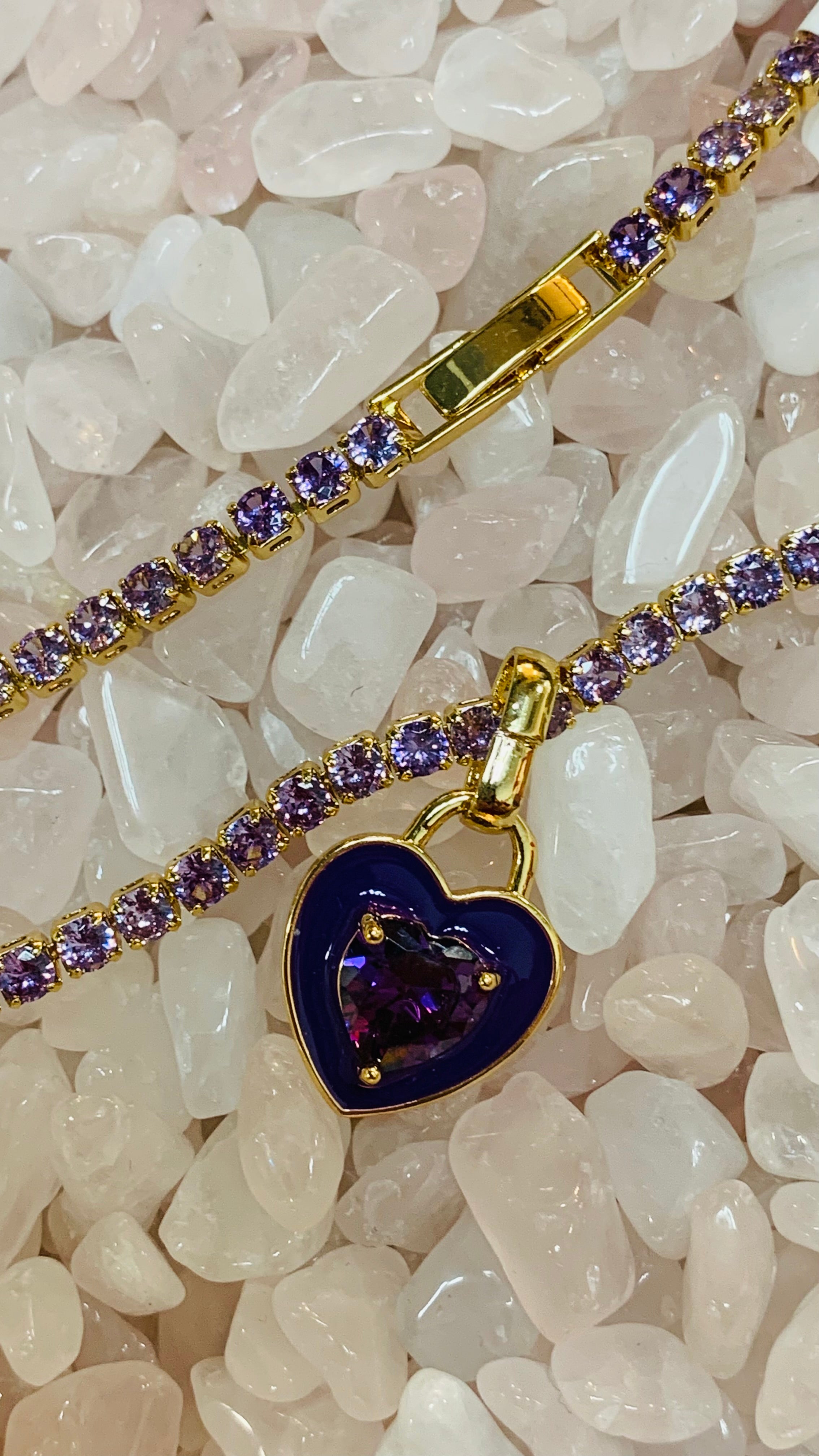 Stone Cold Heart Rhinestone Necklace, Purple-Necklaces-Qingdao Dadongsheng Jewelry Co.-Peachy Keen Boutique, Women's Fashion Boutique, Located in Cape Girardeau and Dexter, MO