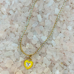 Stone Cold Heart Rhinestone Necklace, Yellow-Necklaces-Qingdao Dadongsheng Jewelry Co.-Peachy Keen Boutique, Women's Fashion Boutique, Located in Cape Girardeau and Dexter, MO