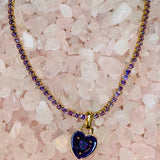 Stone Cold Heart Rhinestone Necklace, Purple-Necklaces-Qingdao Dadongsheng Jewelry Co.-Peachy Keen Boutique, Women's Fashion Boutique, Located in Cape Girardeau and Dexter, MO