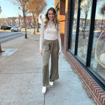 Olive Satin Cargo Pants-Bottoms - Pants-Aureum-Peachy Keen Boutique, Women's Fashion Boutique, Located in Cape Girardeau and Dexter, MO