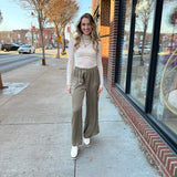 Olive Satin Cargo Pants-Bottoms - Pants-Aureum-Peachy Keen Boutique, Women's Fashion Boutique, Located in Cape Girardeau and Dexter, MO