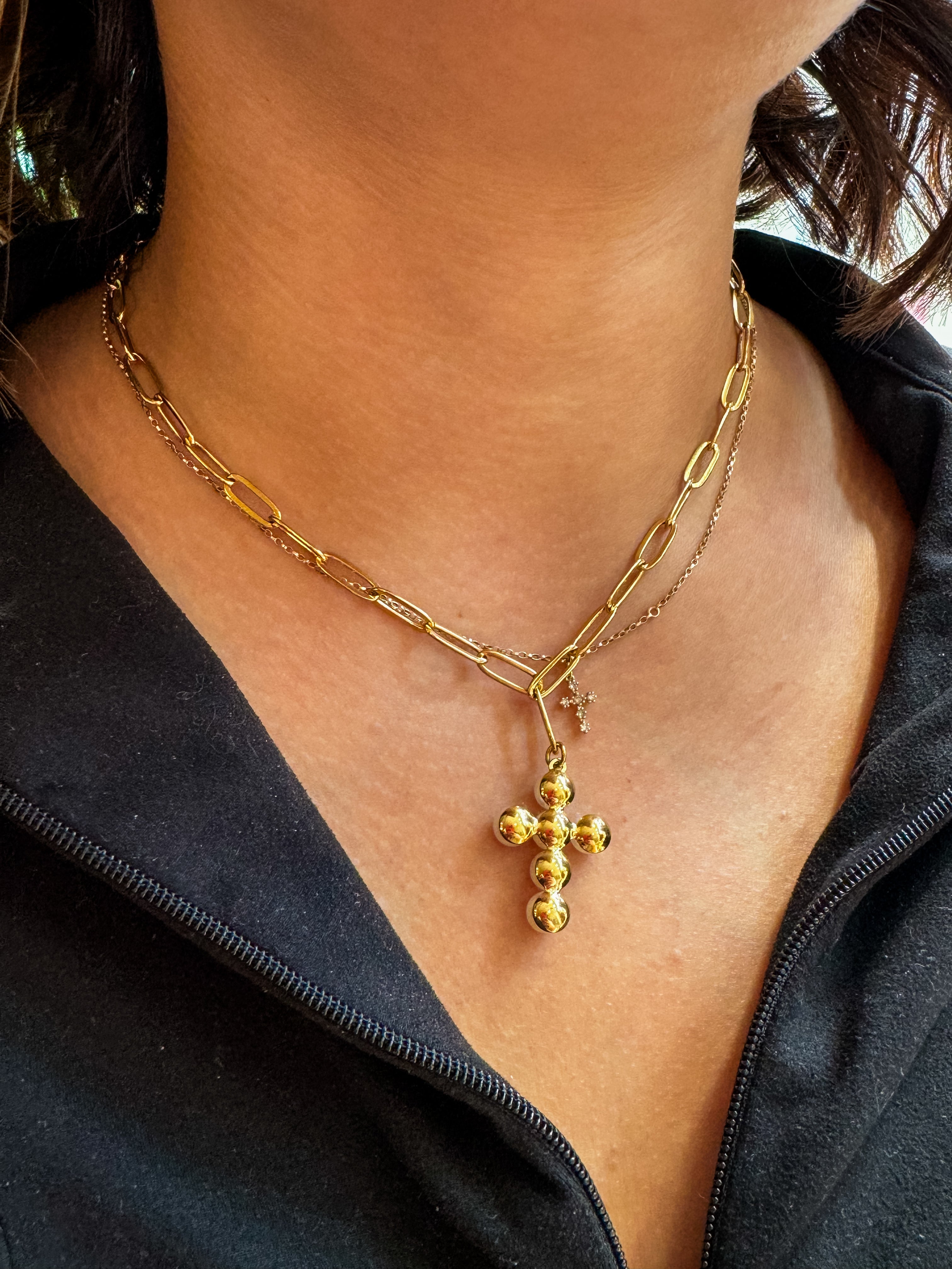 Reversible Bold Pearl Cross Necklace-Jewelry - Necklaces-Haute Mess Jewelry-Peachy Keen Boutique, Women's Fashion Boutique, Located in Cape Girardeau and Dexter, MO