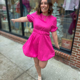 Hot Pink Bubble Hem Waisted Dress-Dresses-Very J-Peachy Keen Boutique, Women's Fashion Boutique, Located in Cape Girardeau and Dexter, MO