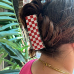 Red & White Checkered Jumbo Hair Clip-Accessories - Hair-Tracylynn Designs-Peachy Keen Boutique, Women's Fashion Boutique, Located in Cape Girardeau and Dexter, MO