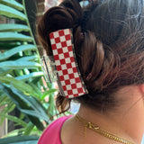 Red & White Checkered Jumbo Hair Clip-Accessories - Hair-Tracylynn Designs-Peachy Keen Boutique, Women's Fashion Boutique, Located in Cape Girardeau and Dexter, MO