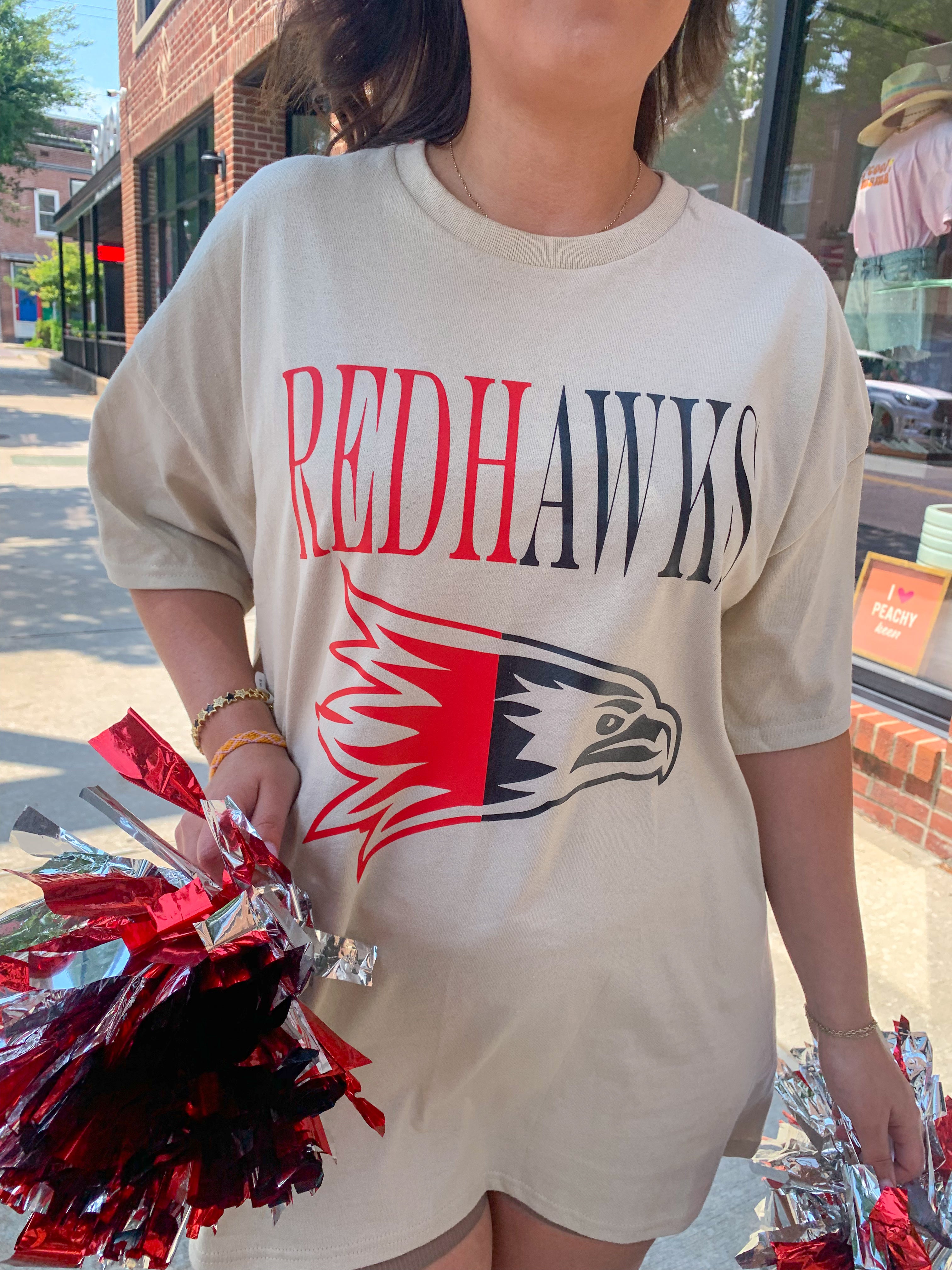 REDHAWKS Red & Black Tee-Tops - Tees-Peachy Keen Boutique-Peachy Keen Boutique, Women's Fashion Boutique, Located in Cape Girardeau and Dexter, MO