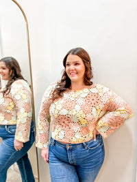 Crochet Floral Multicolor Top-Long Sleeve Shirt-Entro-Peachy Keen Boutique, Women's Fashion Boutique, Located in Cape Girardeau and Dexter, MO
