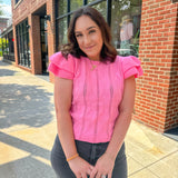 Chrissy Flutter Sleeve Pink Knit Top-Tops-So Me-Peachy Keen Boutique, Women's Fashion Boutique, Located in Cape Girardeau and Dexter, MO