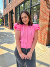 Chrissy Flutter Sleeve Pink Knit Top-Shirts & Tops-So Me-Peachy Keen Boutique, Women's Fashion Boutique, Located in Cape Girardeau and Dexter, MO