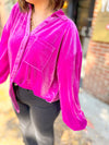 Abbie Magenta Velvet Button Down Top-Shirts & Tops-Jodifl-Peachy Keen Boutique, Women's Fashion Boutique, Located in Cape Girardeau and Dexter, MO