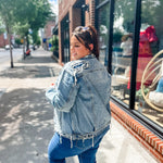 HIDDEN | Baylee Bandana Denim Jacket-Outerwear - Jackets-Hidden-Peachy Keen Boutique, Women's Fashion Boutique, Located in Cape Girardeau and Dexter, MO