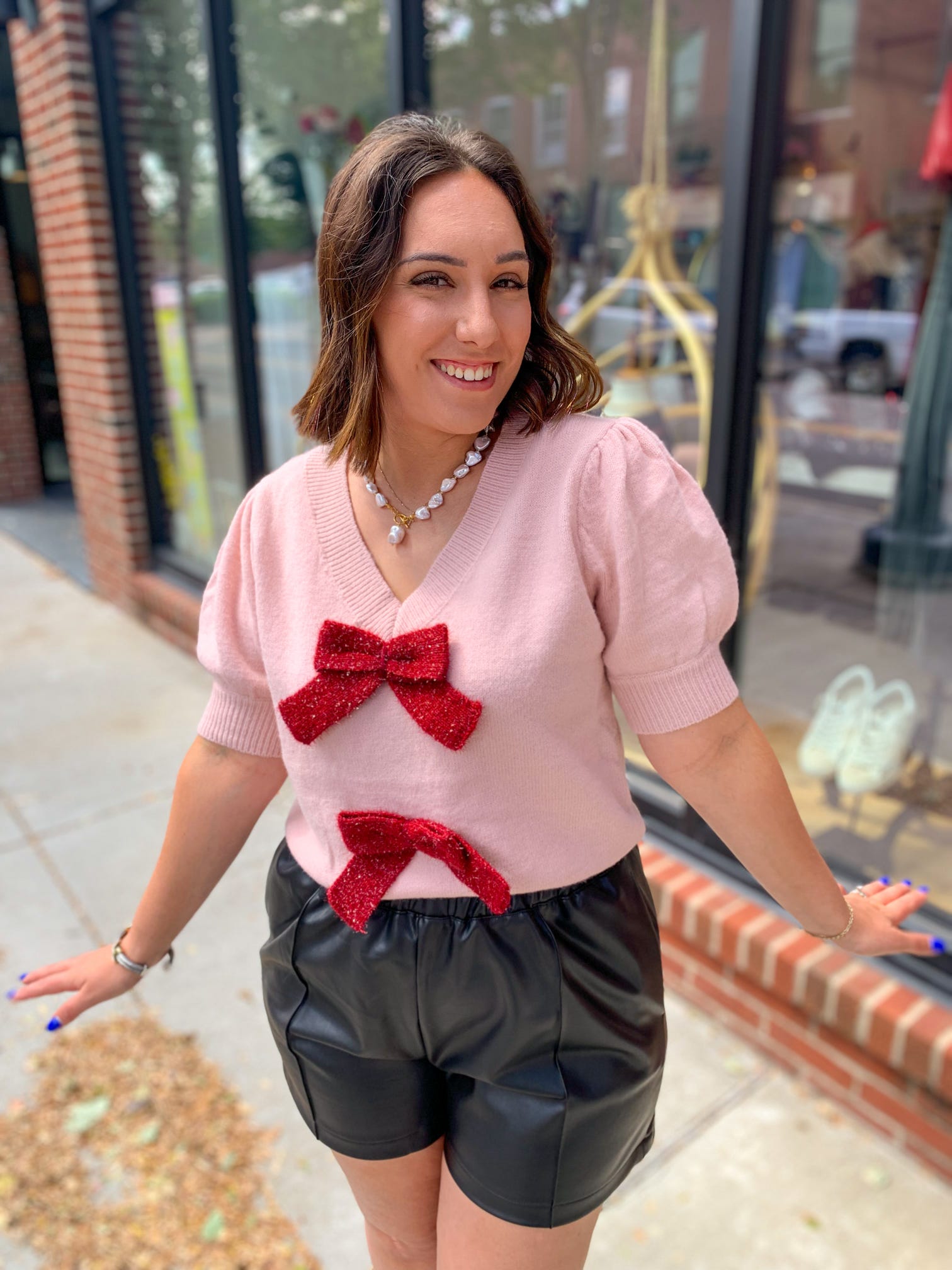 Tie It Up In A Bow Sweater Top-Shirts & Tops-Entro-Peachy Keen Boutique, Women's Fashion Boutique, Located in Cape Girardeau and Dexter, MO