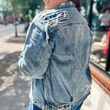 HIDDEN | Baylee Bandana Denim Jacket-Outerwear - Jackets-Hidden-Peachy Keen Boutique, Women's Fashion Boutique, Located in Cape Girardeau and Dexter, MO