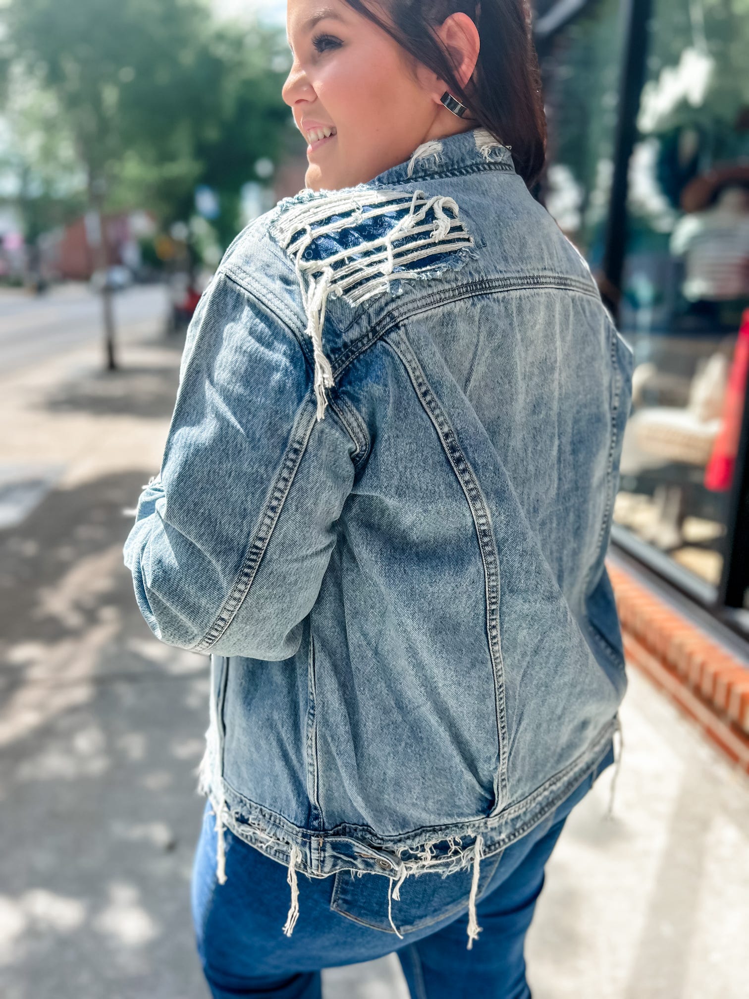 HIDDEN | Baylee Bandana Denim Jacket-Outerwear - Jackets-Hidden-Peachy Keen Boutique, Women's Fashion Boutique, Located in Cape Girardeau and Dexter, MO