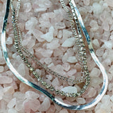 Tina Silver Crystal Layered Necklace-Jewelry - Necklaces-Kenze Panne-Peachy Keen Boutique, Women's Fashion Boutique, Located in Cape Girardeau and Dexter, MO