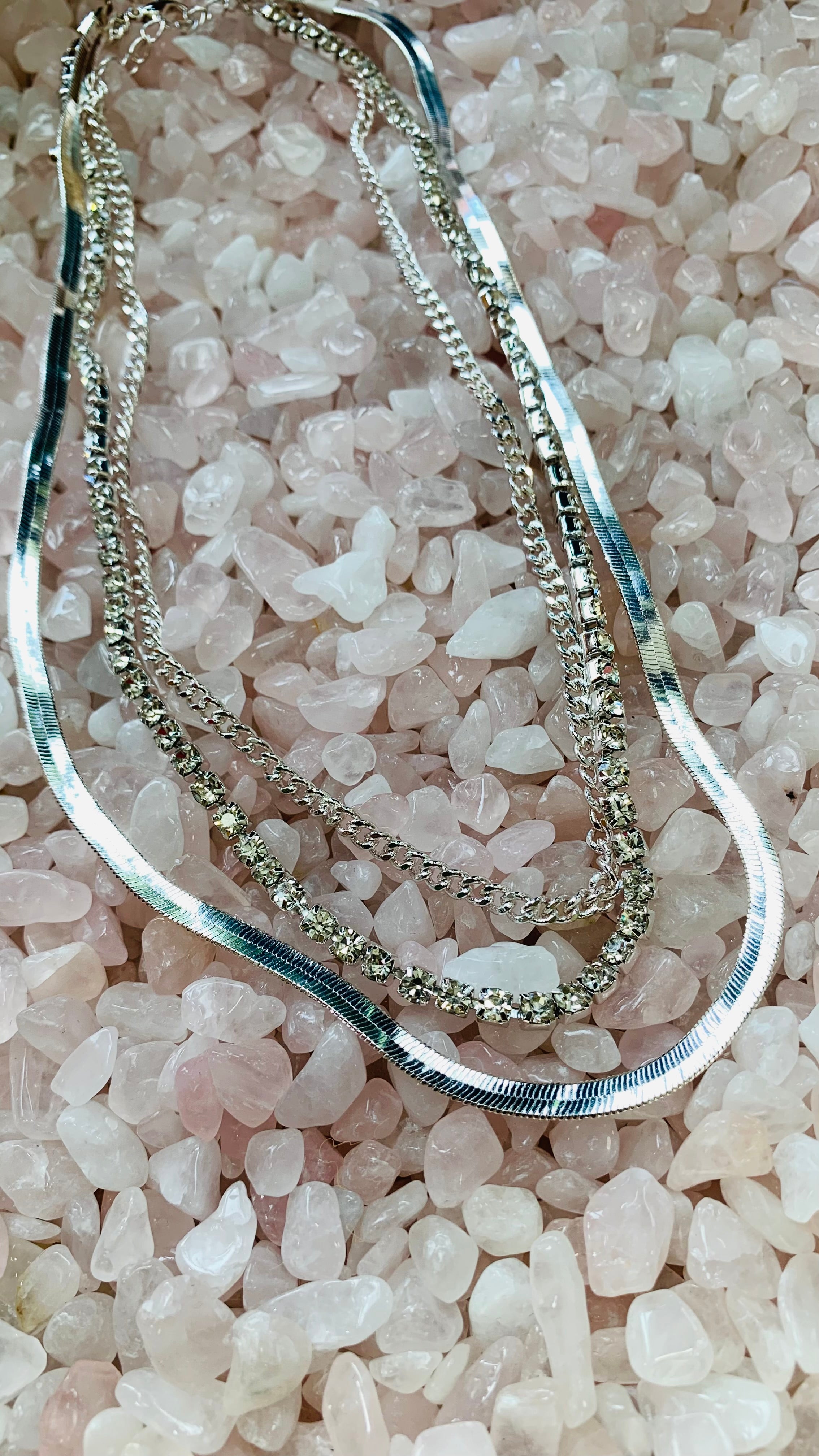 Tina Silver Crystal Layered Necklace-Jewelry - Necklaces-Kenze Panne-Peachy Keen Boutique, Women's Fashion Boutique, Located in Cape Girardeau and Dexter, MO