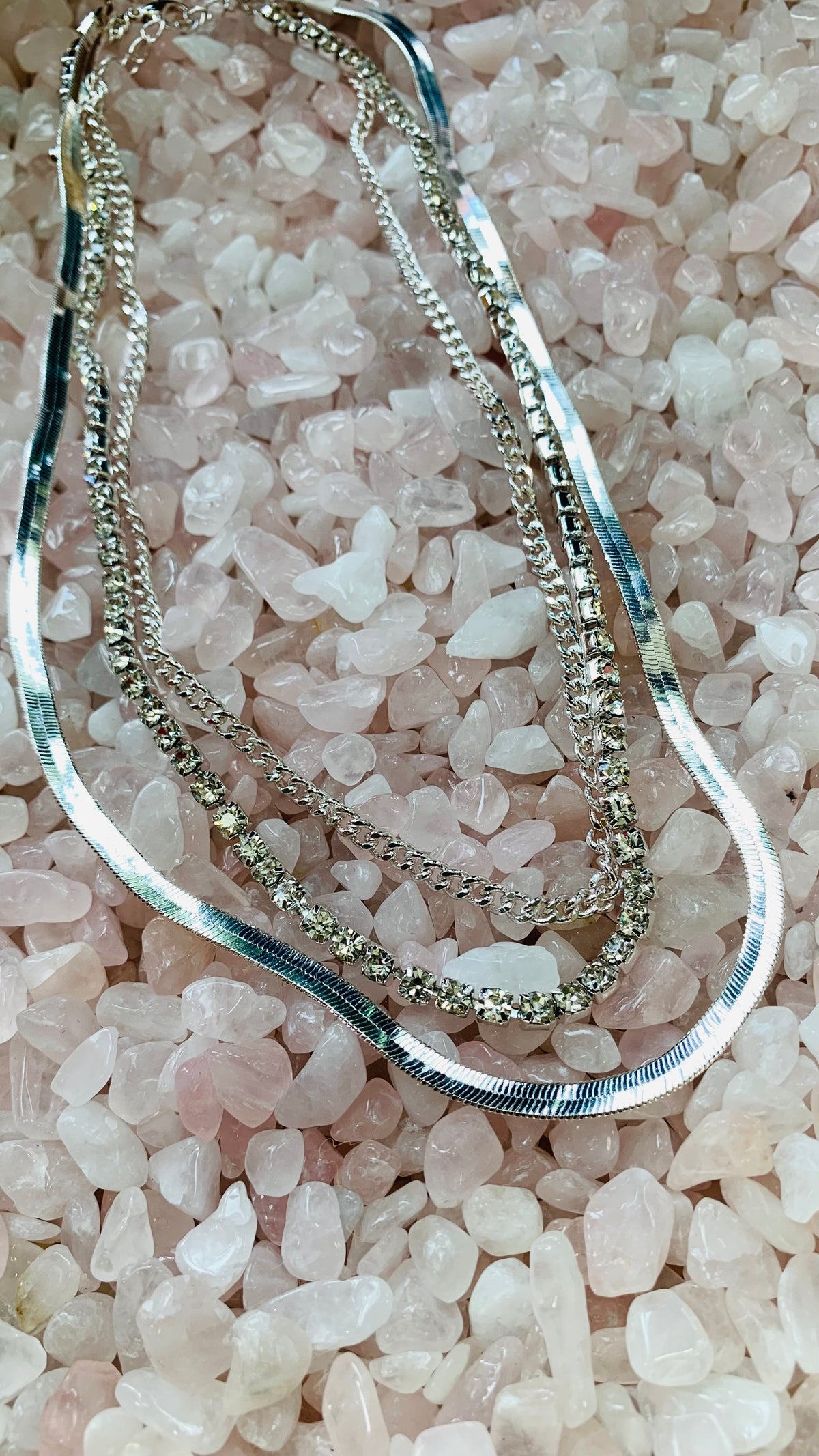 Tina Silver Crystal Layered Necklace-Necklaces-Kenze Panne-Peachy Keen Boutique, Women's Fashion Boutique, Located in Cape Girardeau and Dexter, MO
