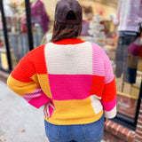 Rust Color Combo Textured Colorblock Sweater-Tops - Sweaters-Bibi-Peachy Keen Boutique, Women's Fashion Boutique, Located in Cape Girardeau and Dexter, MO