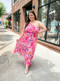 Maggie Floral One Shoulder Maxi Dress-181 Casual Dress-Meet Me in Santorini-Peachy Keen Boutique, Women's Fashion Boutique, Located in Cape Girardeau and Dexter, MO