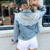 Dreamer Pearl Denim Jacket-Outerwear - Jackets-Dreamer-Peachy Keen Boutique, Women's Fashion Boutique, Located in Cape Girardeau and Dexter, MO