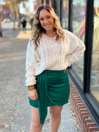 Sincerely Ours | Forest Green Draped Skirt-200 Shorts/Skirts-Sincerely Ours-Peachy Keen Boutique, Women's Fashion Boutique, Located in Cape Girardeau and Dexter, MO