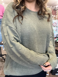 Olive Bubble Sleeve Sweater-Zenana-Peachy Keen Boutique, Women's Fashion Boutique, Located in Cape Girardeau and Dexter, MO
