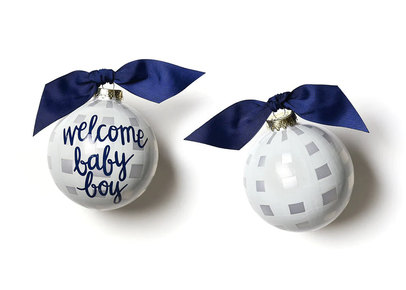 Welcome Baby Boy Gingham Glass Ornament-310 Home-Happy Everything-Peachy Keen Boutique, Women's Fashion Boutique, Located in Cape Girardeau and Dexter, MO