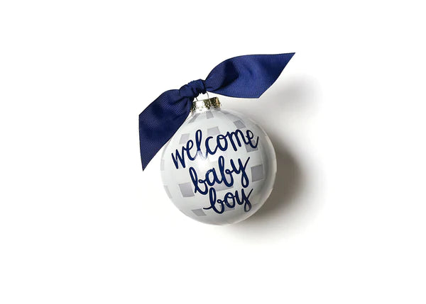 Welcome Baby Boy Gingham Glass Ornament-ornaments-Happy Everything-Peachy Keen Boutique, Women's Fashion Boutique, Located in Cape Girardeau and Dexter, MO